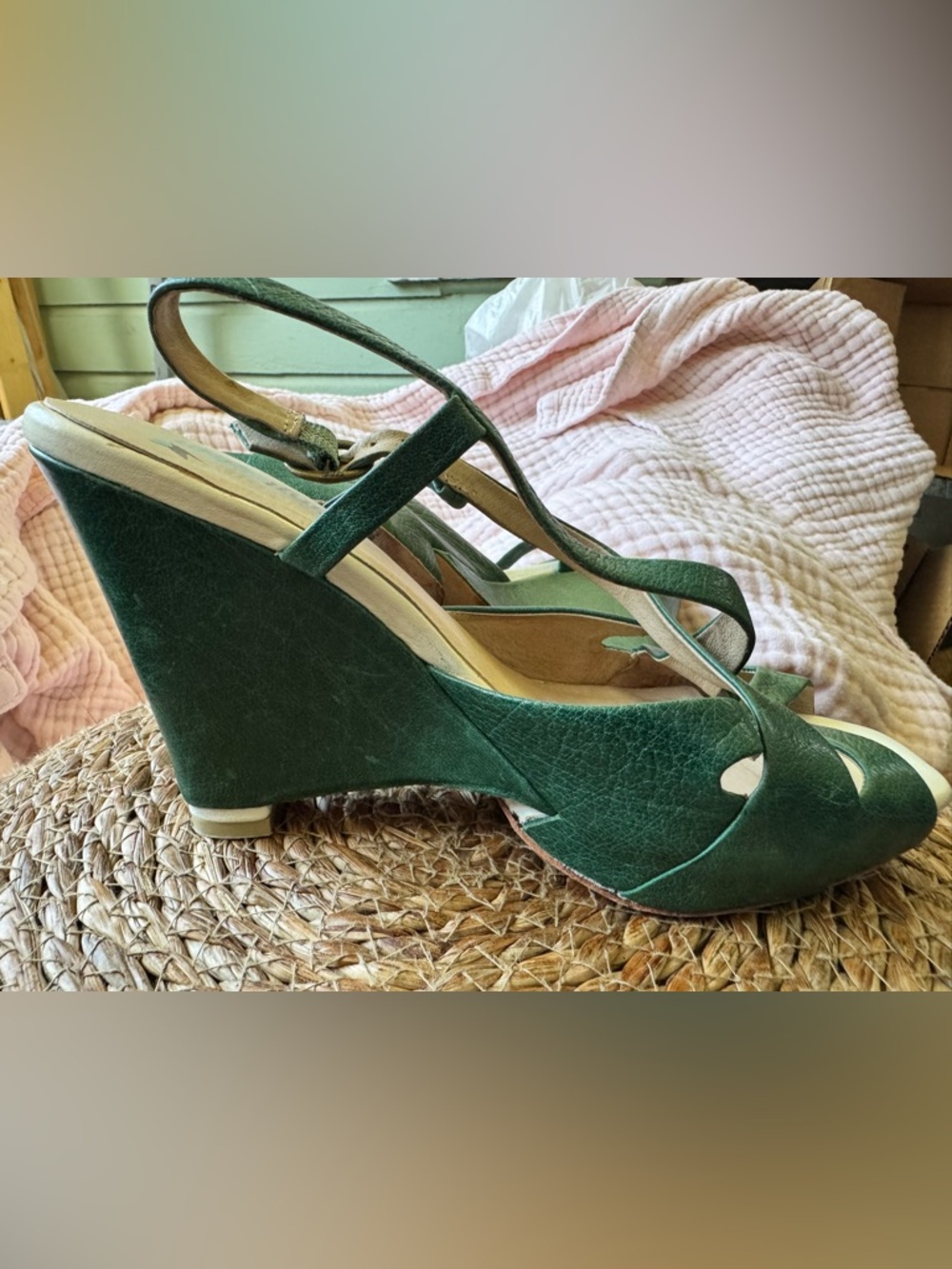 Green Women's Wedge Sandals - Farylrobin